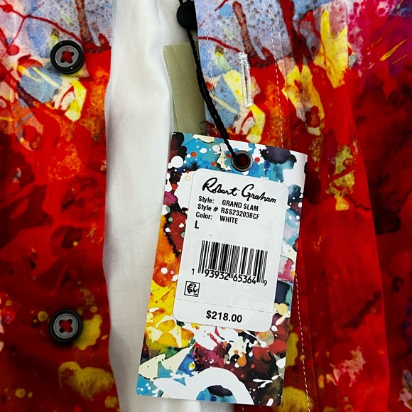 Robert Graham Red and White Abstract Button-Up Shirt - Picture 3 of 4